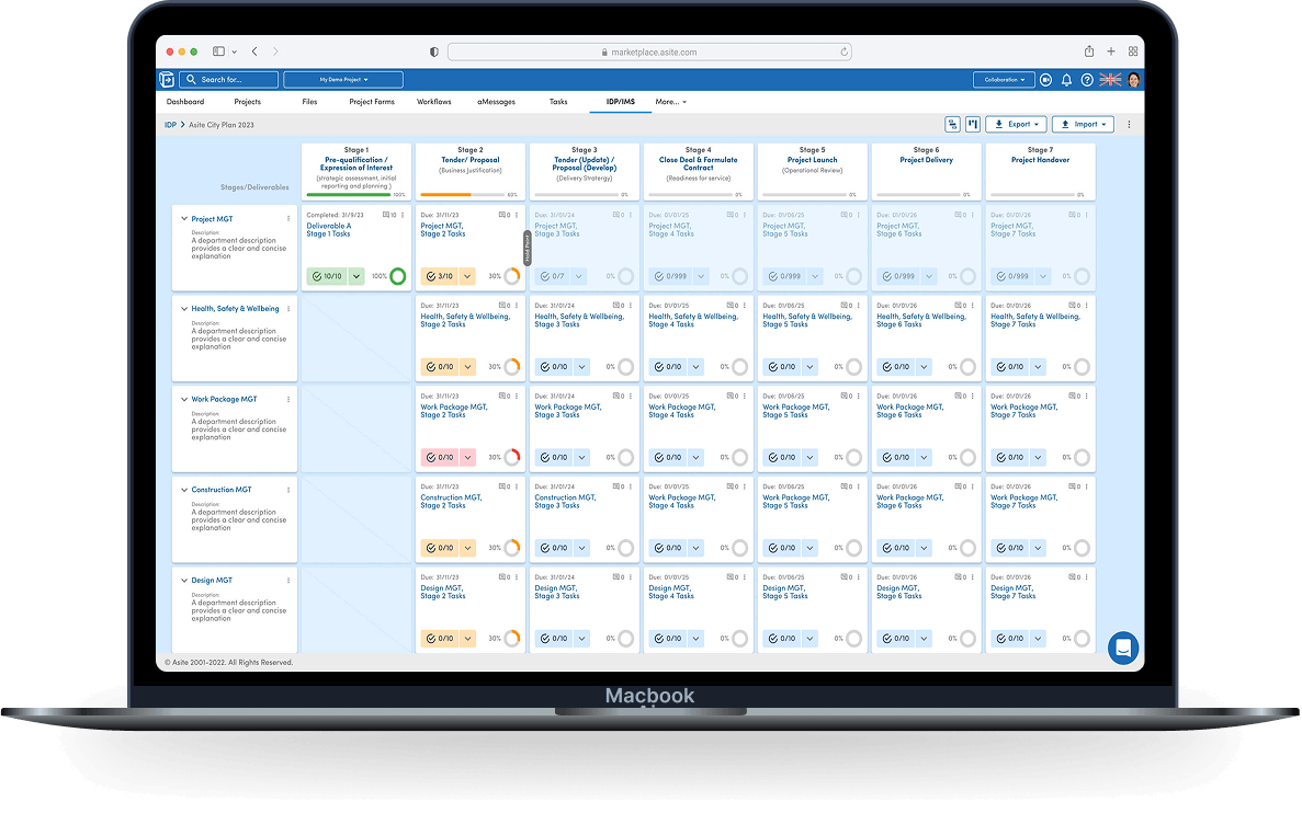 Asite Playbook matrix view
